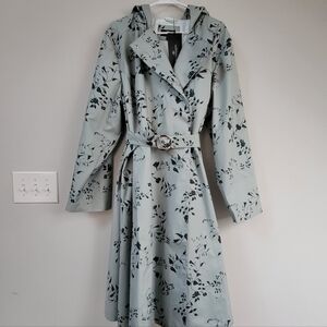 NWT Rainsisters Green Women's Size 3XL Petite Trench Raincoat Fit And Flare